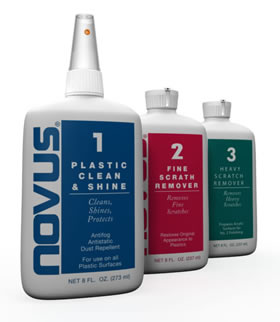 NOVUS-PK1-8 | Plastic Clean & Shine #1, Fine Scratch Remover #2, Heavy  Scratch Remover #3 and Polish Mates Pack | 8 Ounce Bottles